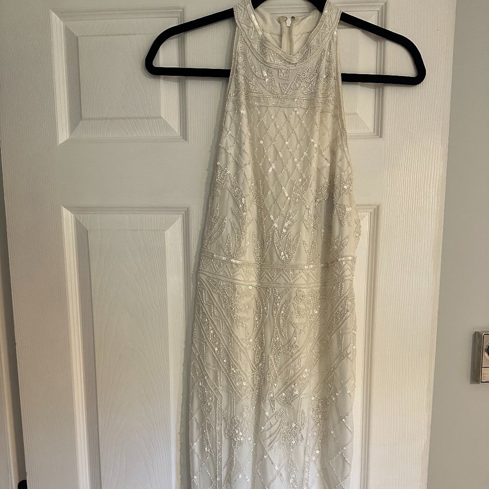 Adrianna Papell White Beaded Dress